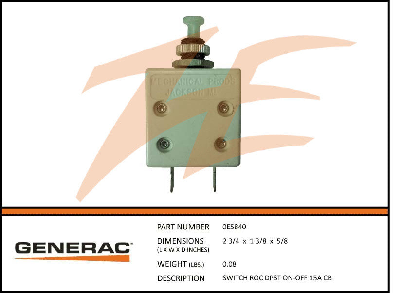 Generac 0E5840 Circuit Breaker 15A