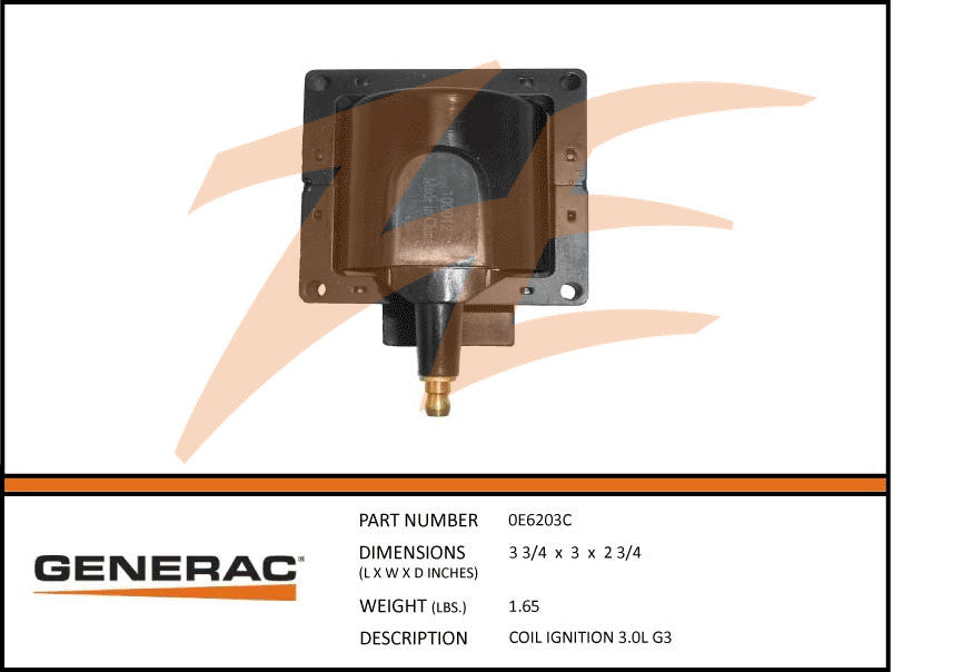 Generac 0E6203C Ignition Coil 3.0L G3