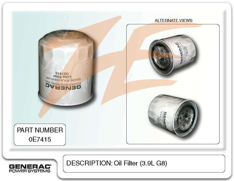 Generac 0E7415 Oil Filter 3.9L G8