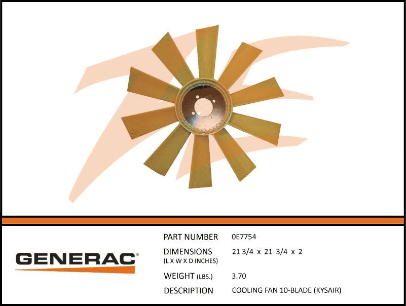 Generac 0E7754 Cooling Fan 10-Blade Kysair