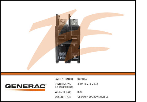 CB 0045A 2P 240V S BQ2 LB