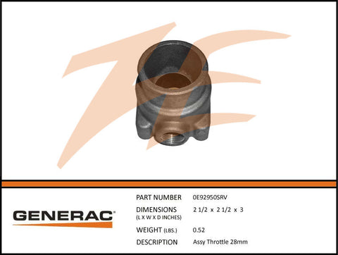 Generac 0E92950SRV Throttle Assembly 28MM