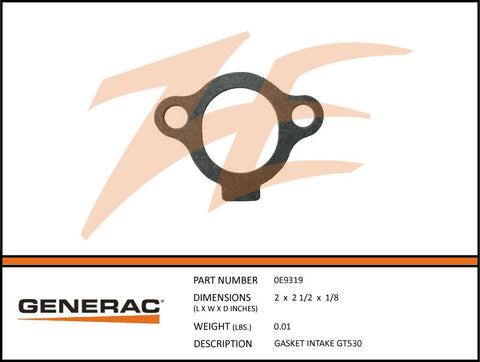 Generac 0E9319 Intake Gasket GT530