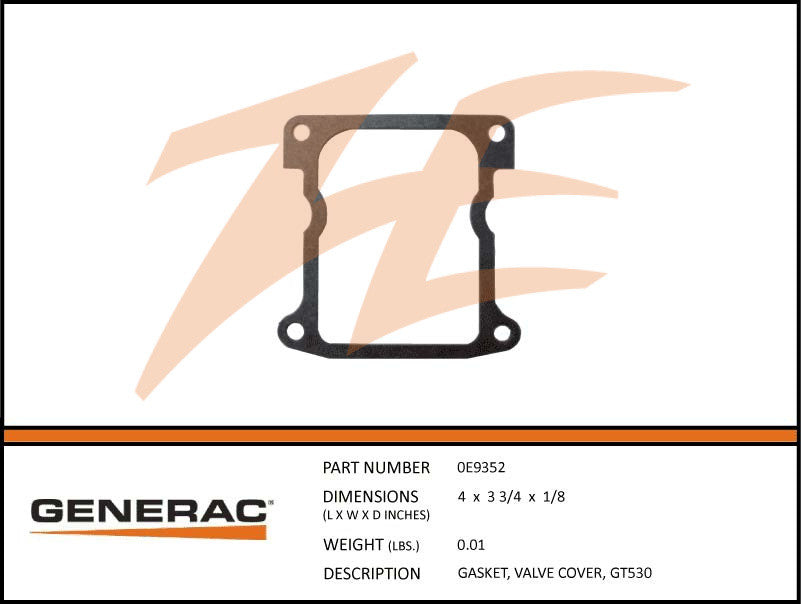 Generac 0E9352 530cc Valve Cover Gasket