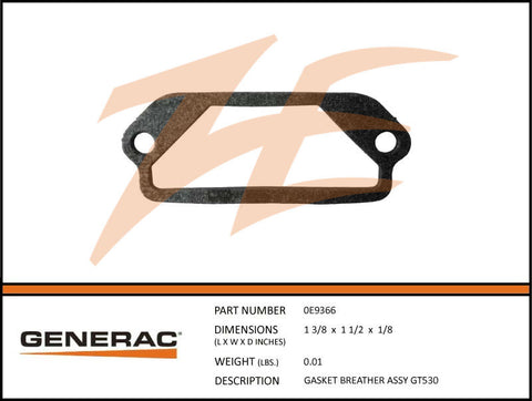 Generac 0E9366 Breather Assembly Gasket GT530