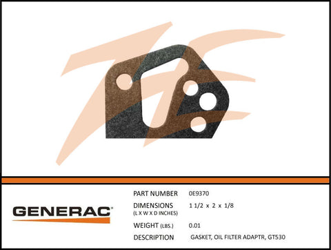 Generac 0E9370 Oil Filter Adapter Gasket
