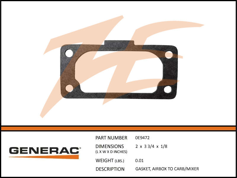 Generac 0E9472 Airbox to Carburetor/Mixer Gasket