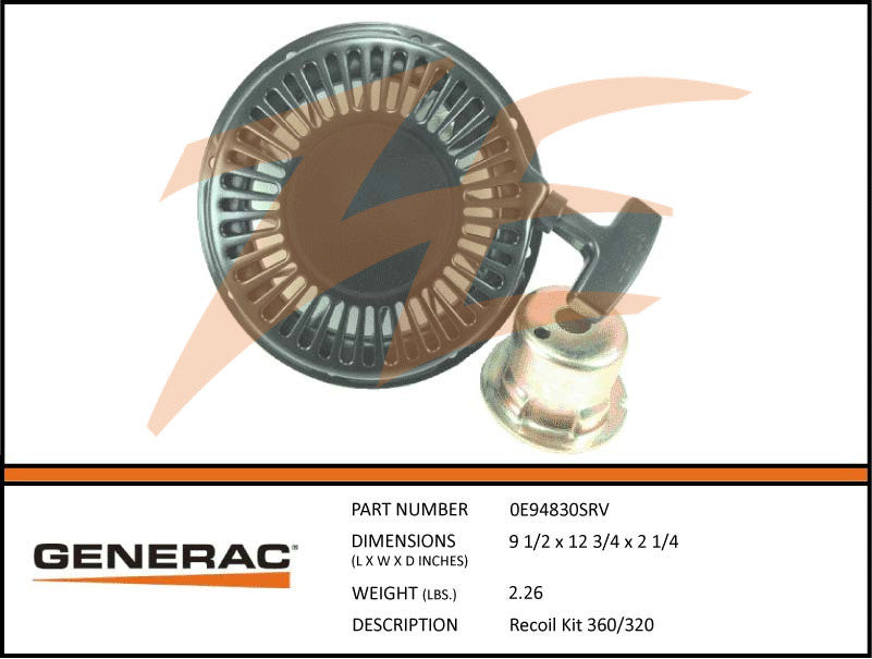 Generac 0E94830SRV Recoil Kit 360/320