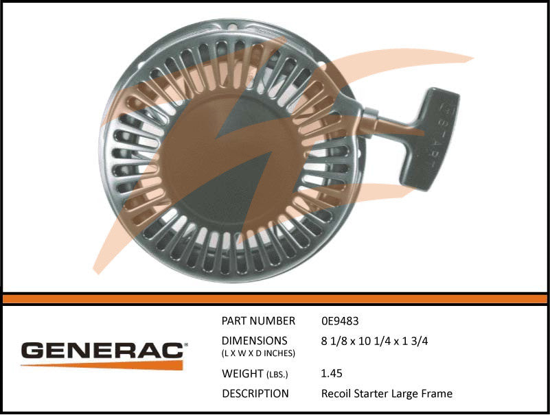 Generac 0E9483 Large Frame Recoil Starter