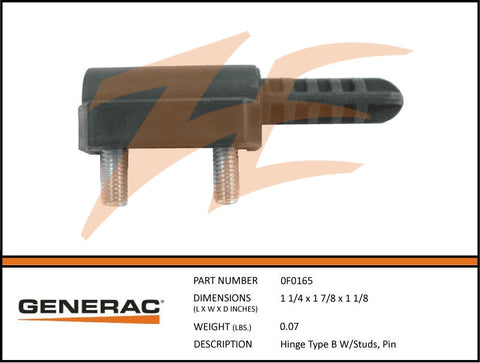 Generac 0F0165 Hinge Type B w/ Studs Pin