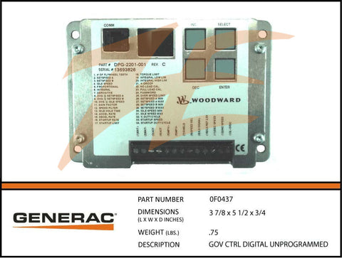 Generac 0F0437 Digital Governor Controller Unprogrammed