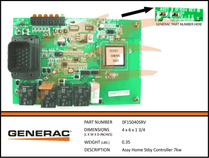 Generac 0F15040SRV 7kW Controller PCB Assembly