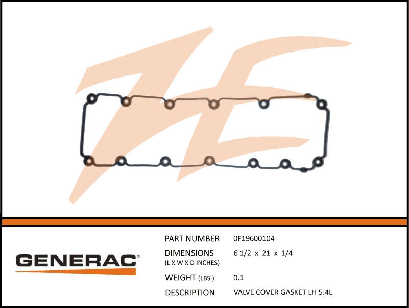Generac 0F19600104 Valve Cover Gasket 5.4L Left Side