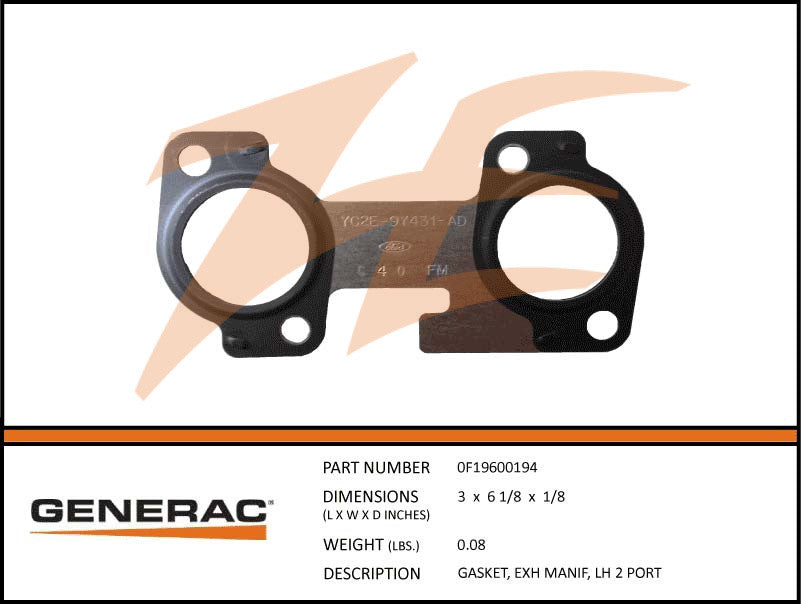 Generac 0F19600194 Exhaust Manifold Gasket Left Side 5.4L DROP SHIP ONLY