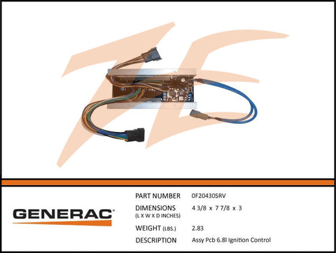 Generac 0F20430SRV PCB 6.8L Ignition Controller Assembly