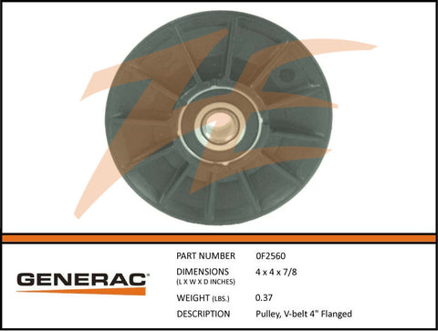 Generac 0F2560 V-Belt Pulley 4" Flanged