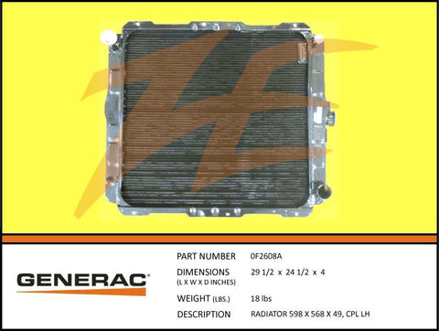 Generac 0F2608A / A0006074185 Radiator 598 X 568 X 49