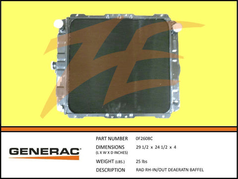 Generac 0F2608C Radiator RH In/Out