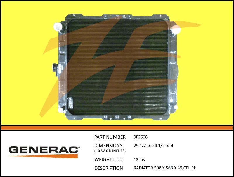 Generac 0F2608 / 10000041323 Radiator 598 X 568 X 49 DROP SHIP ONLY