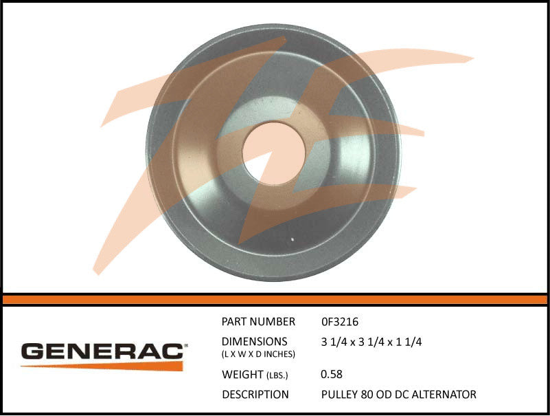 Generac 0F3216 80 OD DC Alternator Pulley