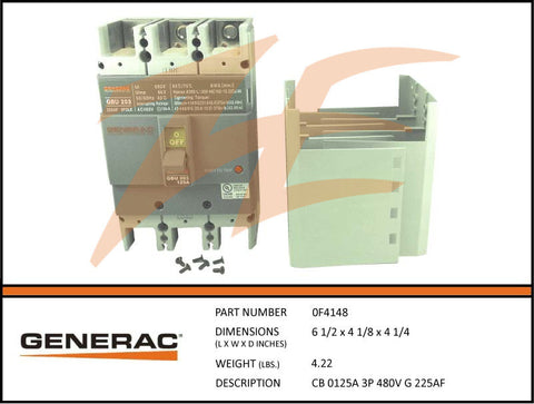 Generac 0F4148 Circuit Breaker 125A 3 Pole 480V