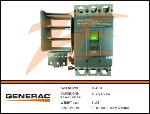 Generac 0F4154 Circuit Breaker 300A 3 Pole 480V