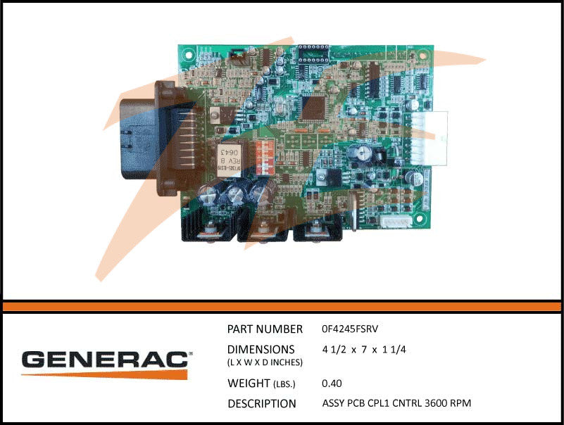 Generac 0F4245FSRV Control PCB CPL1 Assembly 3600 RPM