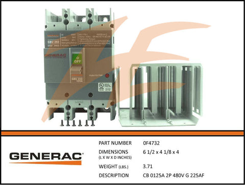 Generac 0F4732 Circuit Breaker 125A 2 Pole 480V