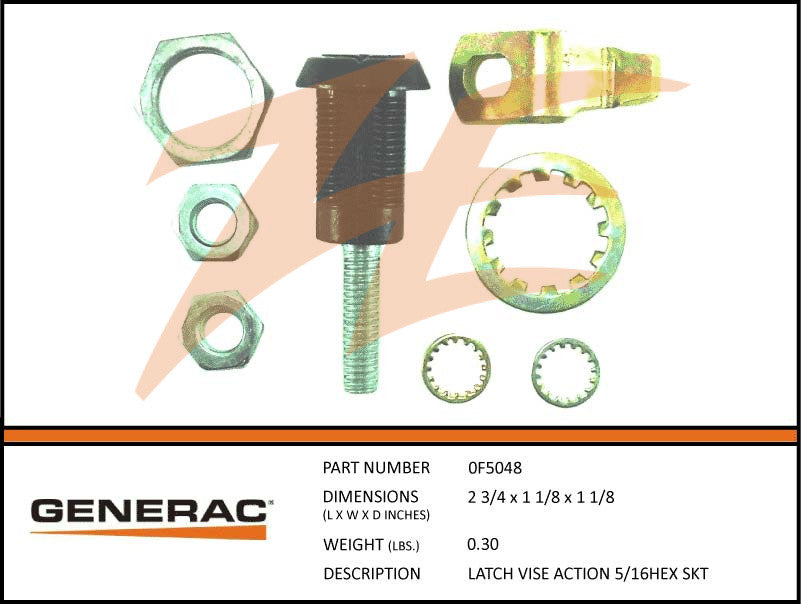 Generac Latch Vise Action Part - 5/16" Hex, Part Number 0F5048