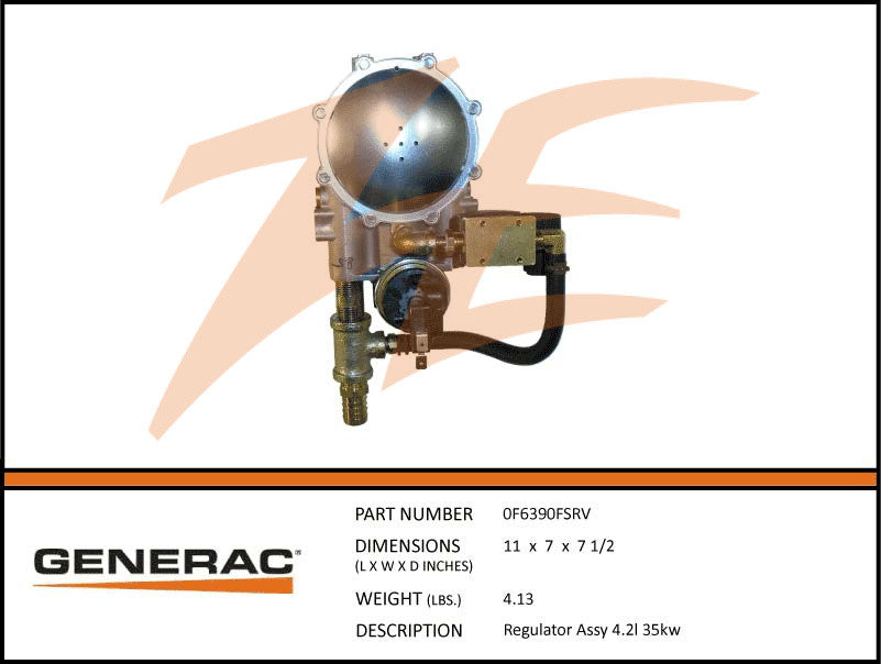 Generac 0F6390FSRV Fuel Regulator Assembly 4.2L 35kW