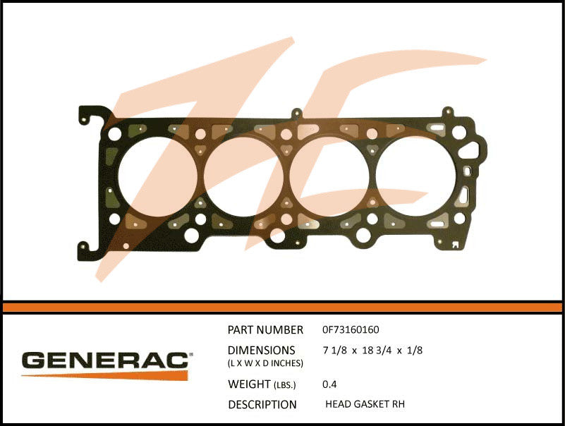 Generac 0F73160160 Head Gasket Right Side DROP SHIP ONLY