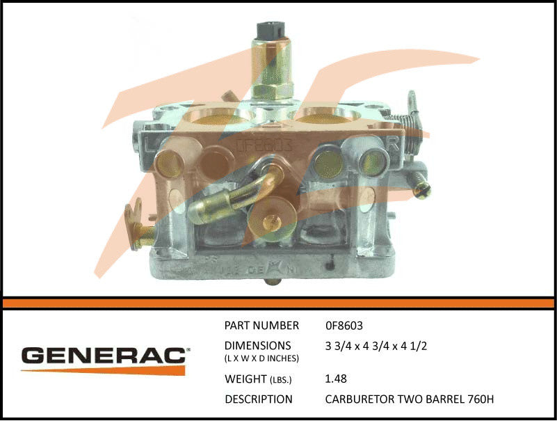 Generac 0F8603 2 Barrel Carburetor 760cc DROP SHIP ONLY