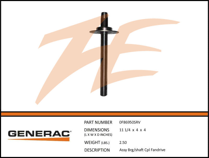 Generac 0F86950SRV Bearing/Shaft Assembly Fandrive DROP SHIP ONLY
