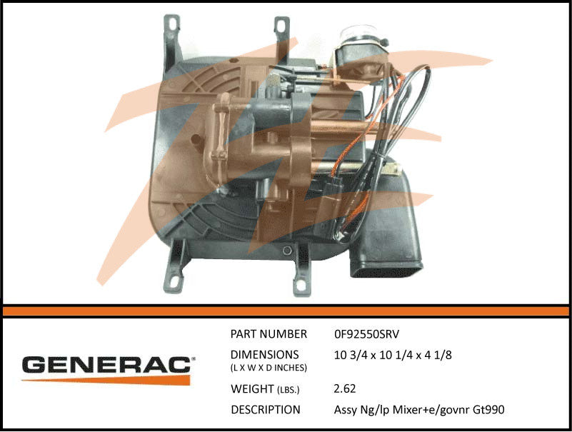 Generac 0F92550SRV NG/LP Mixer Assembly with Stepper Motor GT990