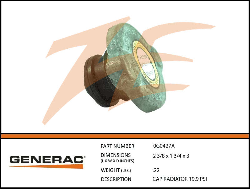 Generac 0G0427A 19.9 PSI Radiator Cap