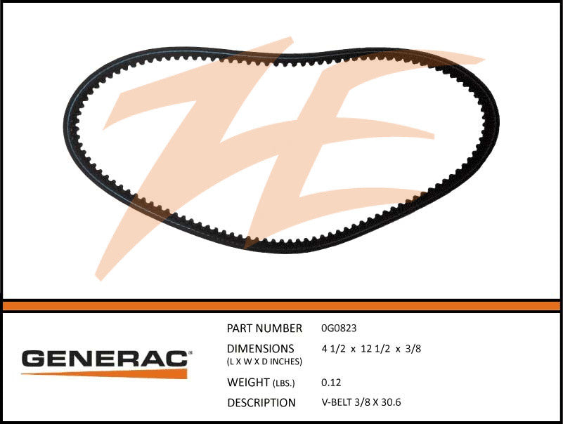 Generac 0G0823 V-Belt 3/8 X 30.6