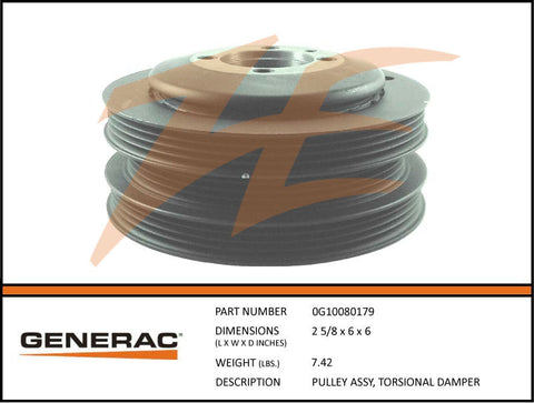 Generac 0G10080179 Torsional Damper Pulley Assembly