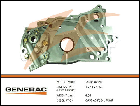 Generac 0G10080244 Oil Pump Case Assembly