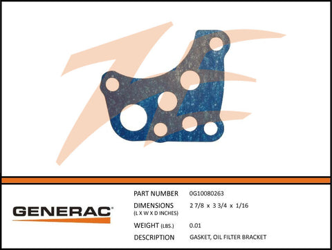 Generac 0G10080263 Oil Filter Bracket Gasket