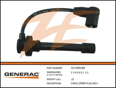 Generac 0G10080288 Spark Plug Cable No.1