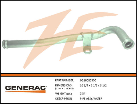 Generac 0G10080300 Water Pipe Assembly