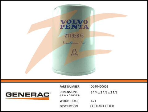 Generac 0G10460603 Coolant Filter