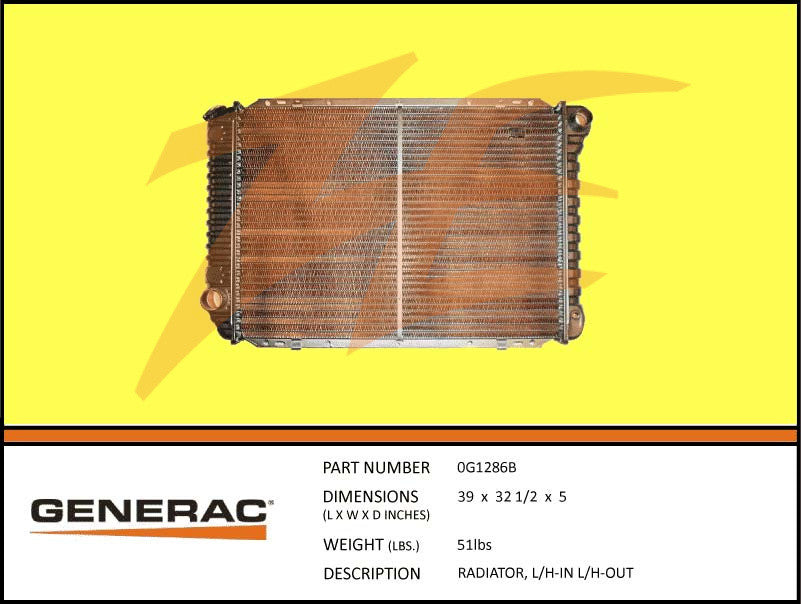 Generac A0006074192 / 0G1286B Radiator L/H-IN L/H-OUT