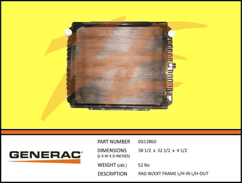 Generac A0006074194 / 0G1286D Radiator w/ Ext Frame Left In/Left Out