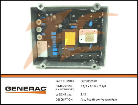 Generac 0G28850SRV PCB Hi-Power Voltage Regulator