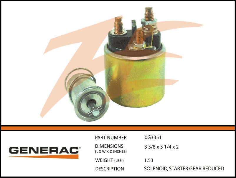 Generac 0G3351 Starter Gear Reduced Solenoid