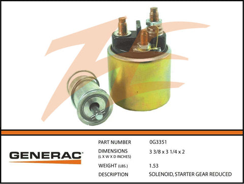 Generac 0G3351 Starter Gear Reduced Solenoid