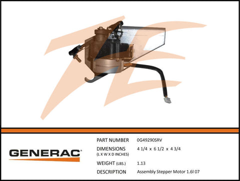 Generac 0G49290SRV Stepper Motor Assembly 1.6L