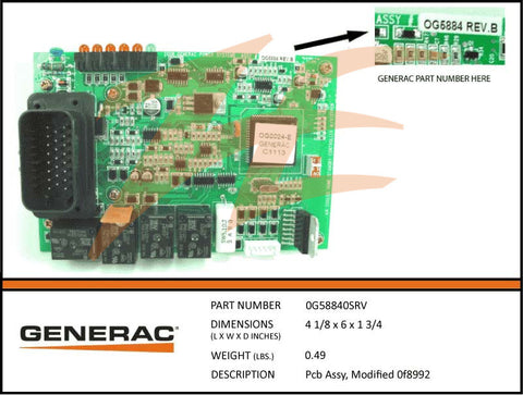 Generac 0G58840SRV Printed Circuit Board