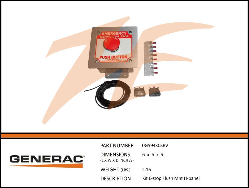 Generac 0G59430SRV E-Stop Kit Flush Mount H-Panel